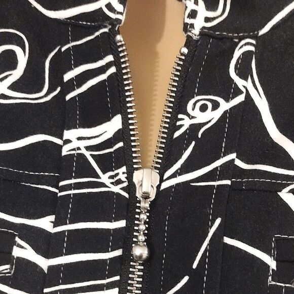 Berek Women's Size Small Black and White Stretchy Zip-up Cotton Spandex Jacket - Picture 5 of 16